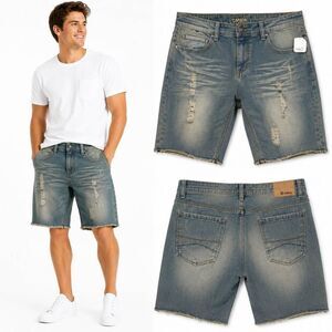 Rue21 Carbon Distressed Denim Shorts Men's 34 Light Wash